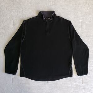ZEGNA S Sport Men's 1/4 Zip Fleece Pullover (M) Black/Gray